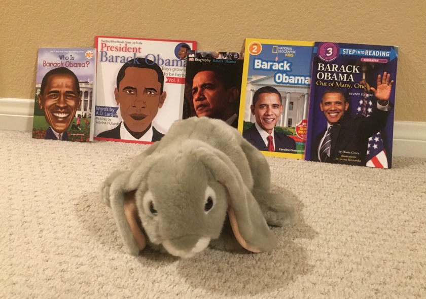 Sprinkles writes about Who Is Barack Obama? by Roberta Edwards and John O'Brien, President Barack Obama by A.D. Largie and Sabrina Pichardo, Barack Obama by Stephen Krensky, Barack Obama by Caroline Crosson Gilpin, and Barack Obama: Out of Many, One by Shana Corey and James Bernardin.