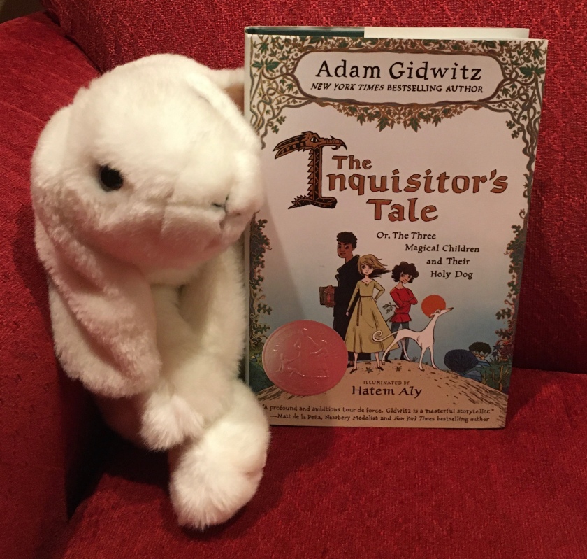 Marshmallow reviews The Inquisitor's Tale: Or, The Three Magical Children and Their Holy Dog, written by Adam Gidwitz and illuminated by Hatem Aly. 